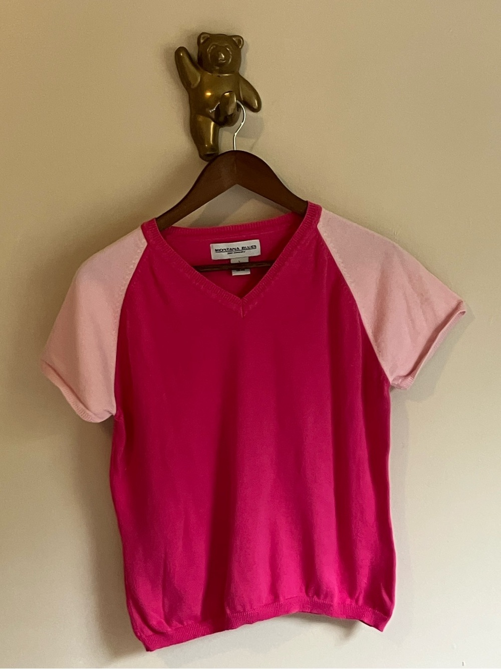 Montana Blue Cotton Pink V-Neck Tee